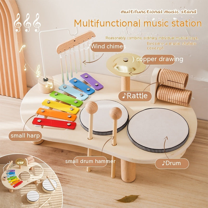 Montessori Wooden Musical Instruments Set – Kids Drum & Xylophone Play Table