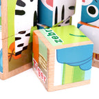 Montessori Wild Friends 6-Side Puzzle Blocks