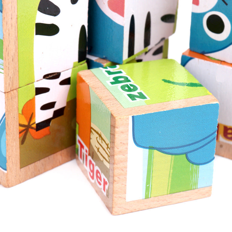 Montessori Wild Friends 6-Side Puzzle Blocks