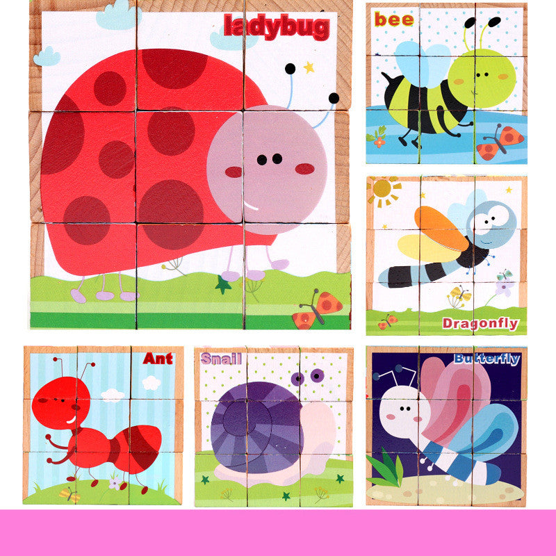 Montessori Wild Friends 6-Side Puzzle Blocks