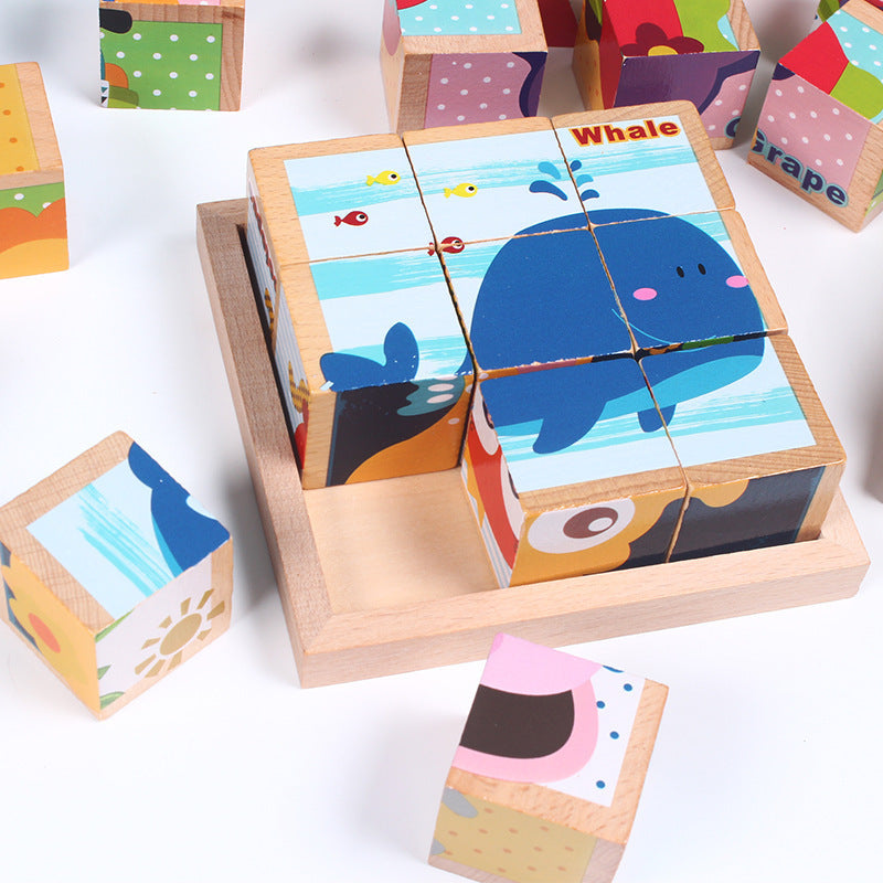 Montessori Wild Friends 6-Side Puzzle Blocks
