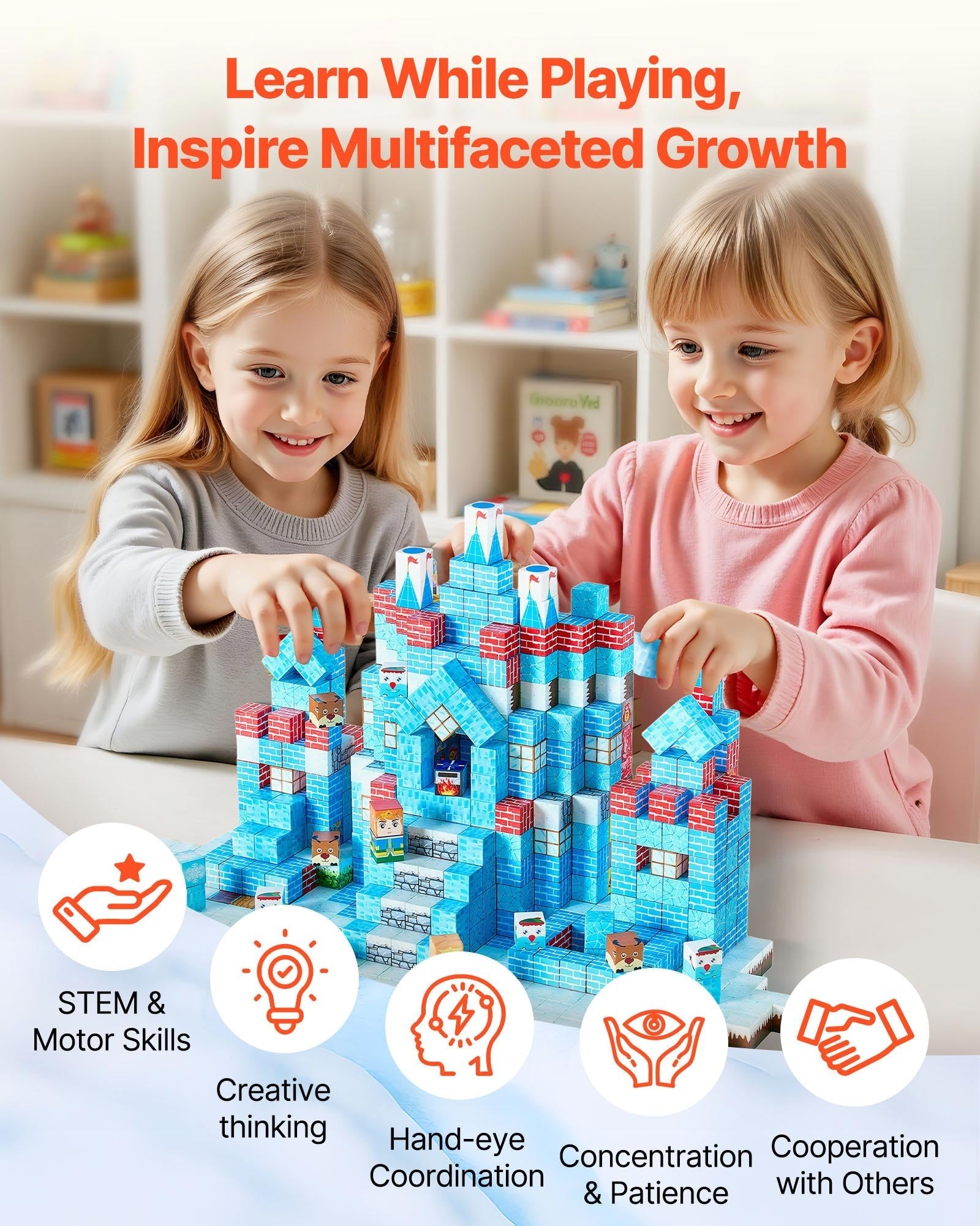 Montessori Frozen Fortress Magnetic Building 150pc Blocks