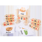 Montessori Wooden Spelling Game – Kids Word Builder Learning Toy with Flash Cards