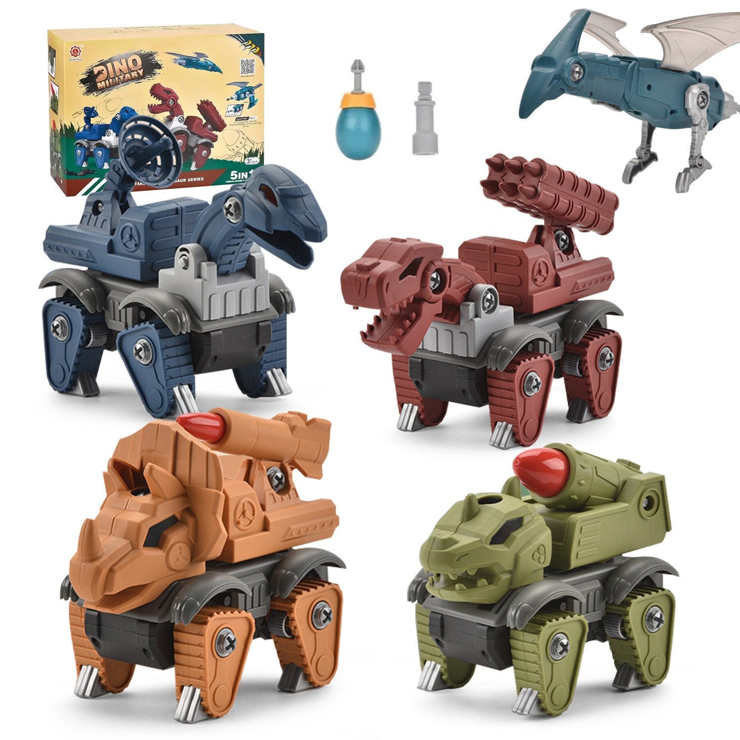 Montessori Dino Builder Bots – 5 Pack STEM Take-Apart Set