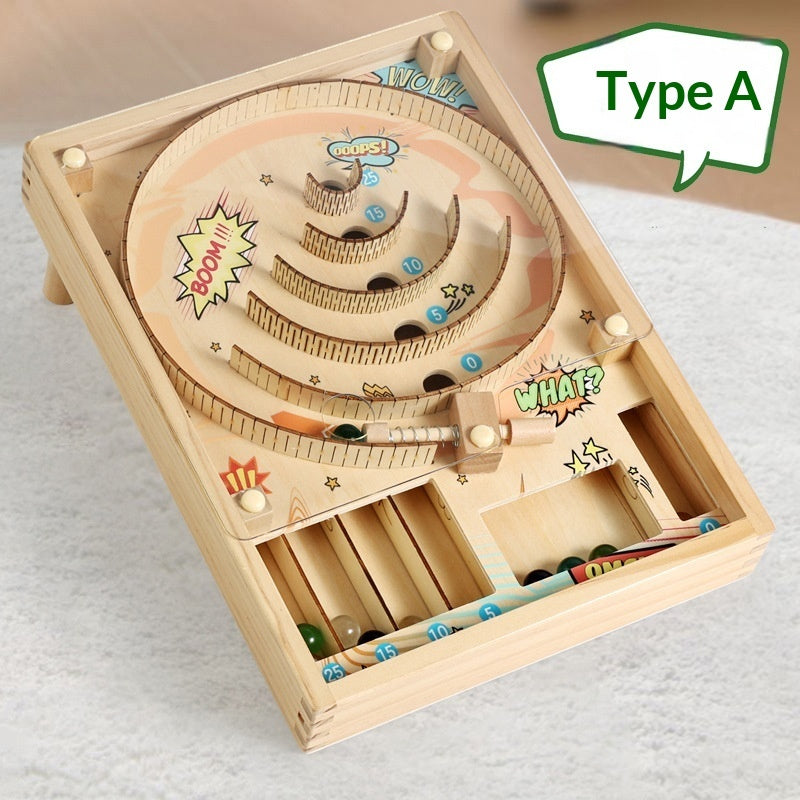Kids Wooden Pinball Game – Montessori Marble Arcade Toy for Parties & Play