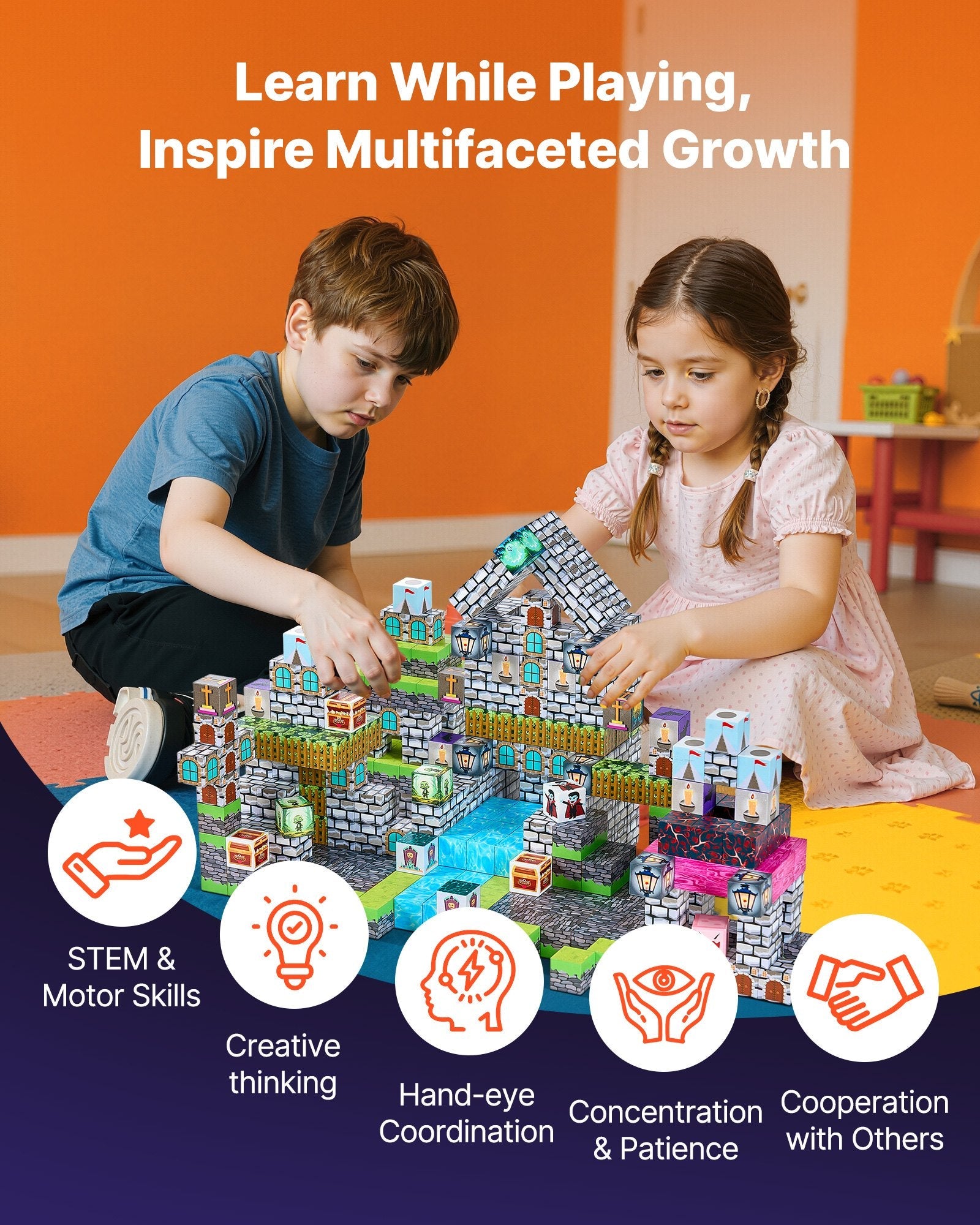 Montessori Ghosts & Ghouls Magnetic Building Blocks