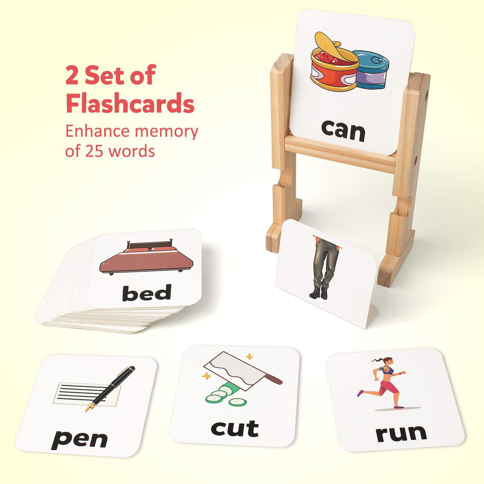 Montessori Wooden Spelling Game – Kids Word Builder Learning Toy with Flash Cards