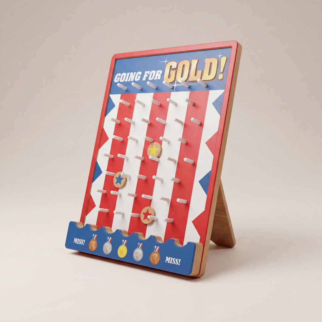 Kids Carnival Plinko Game – “Going for Gold” Wooden Party Drop Game