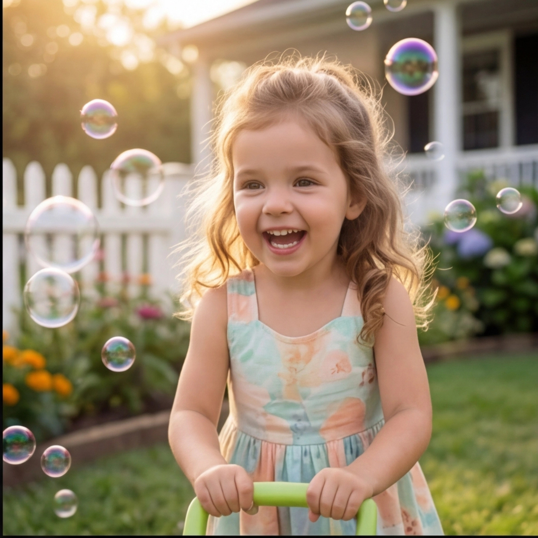 Kids Bubble Lawn Mower Toy – Push Along Outdoor Bubble Blower