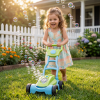 Kids Bubble Lawn Mower Toy – Push Along Outdoor Bubble Blower