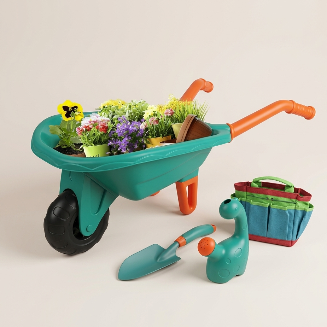 Kids Garden Wheelbarrow Set – Outdoor Gardening Toy Kit with Tools