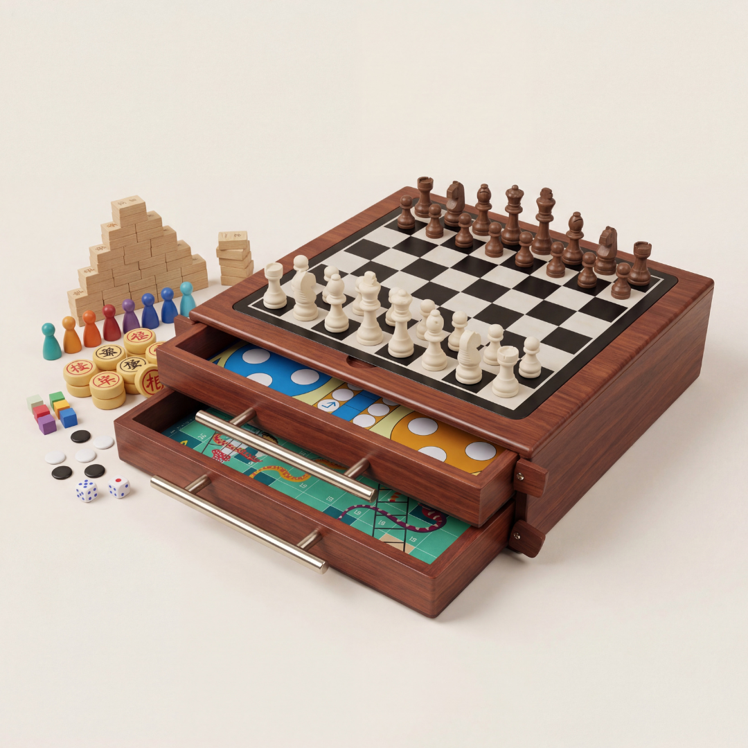 15-in-1 Board Game Set – Chess, Backgammon & Family Classics All-in-One