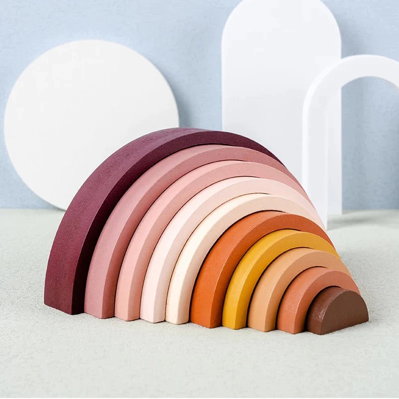 Colorful Wooden Rainbow Toy for Toddlers