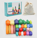 Montessori-Inspired Wooden Color Stones Stacking Set for Toddlers