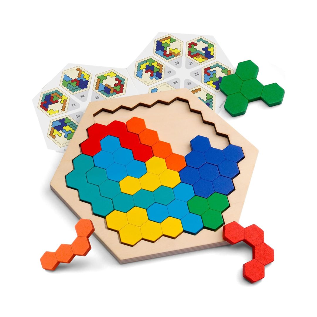 Wooden Hexagon Puzzle Educational Toy Cognitive Development