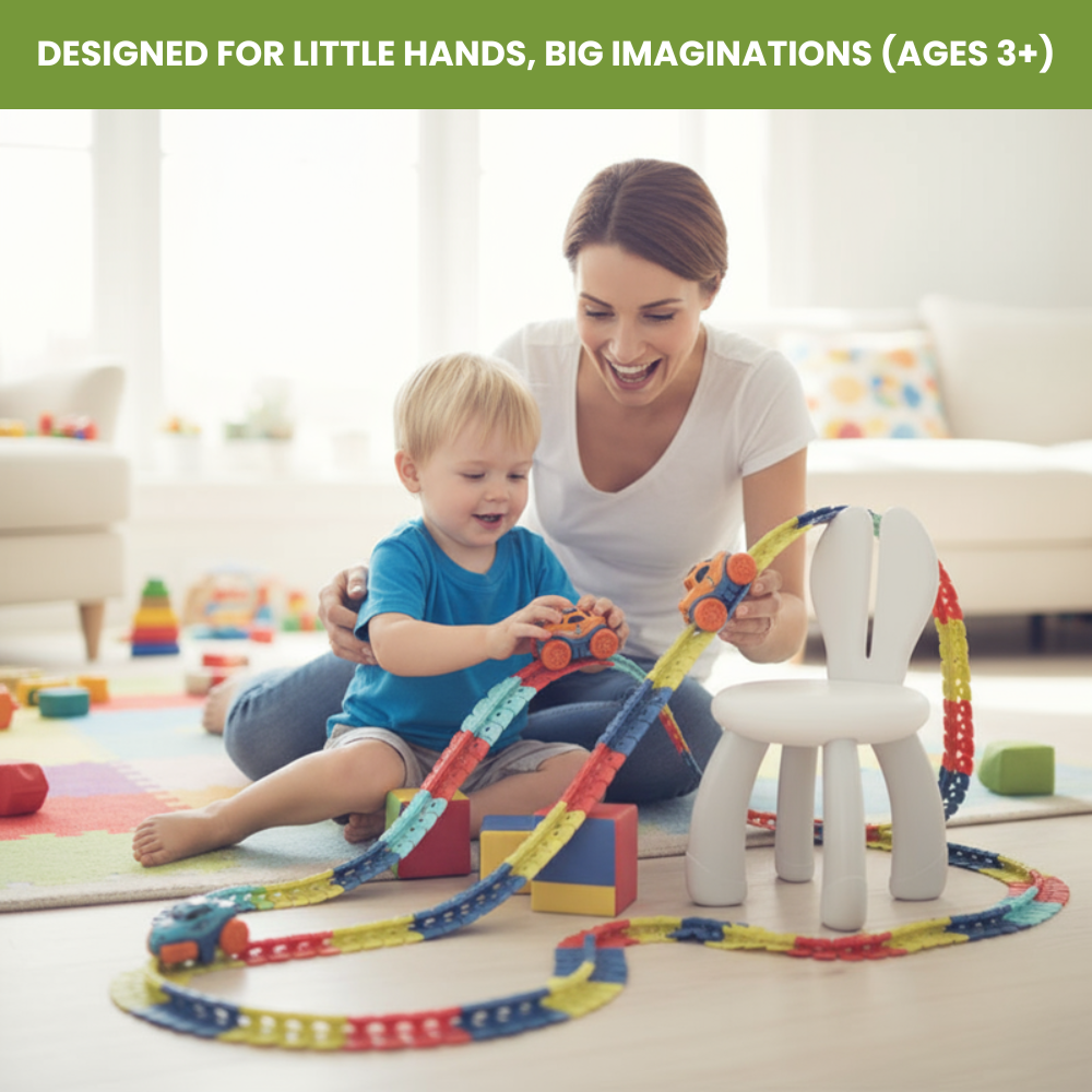 Magnetic Race Track Set for Kids with Self-Driving Car
