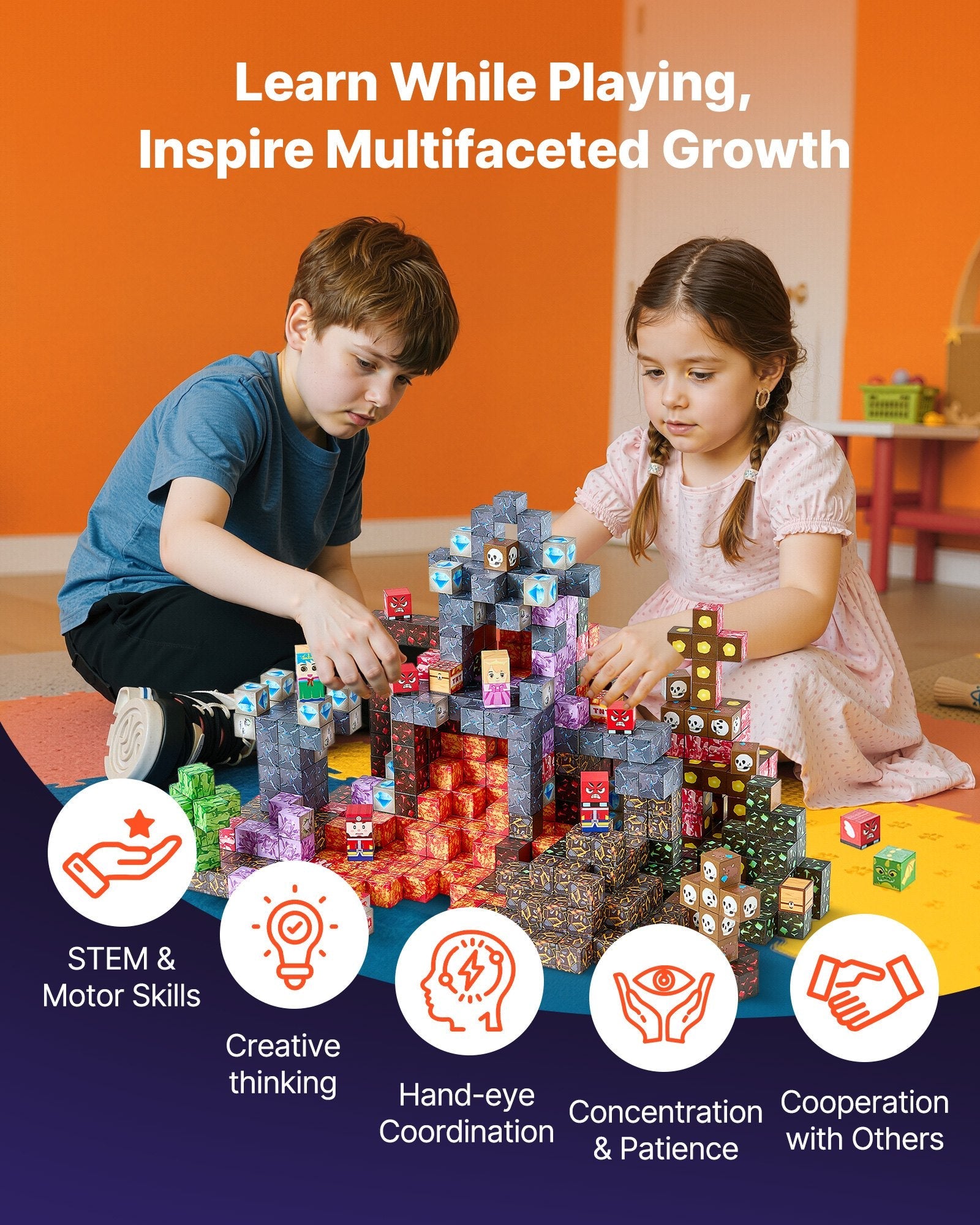 Montessori Lava Dominion Magnetic Building 150pc Blocks