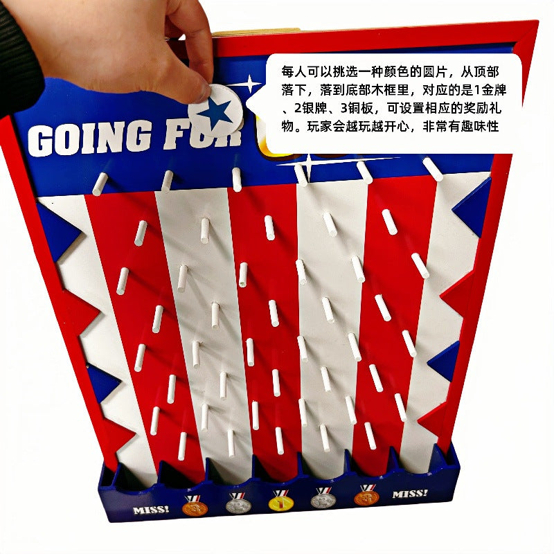 Kids Carnival Plinko Game – “Going for Gold” Wooden Party Drop Game