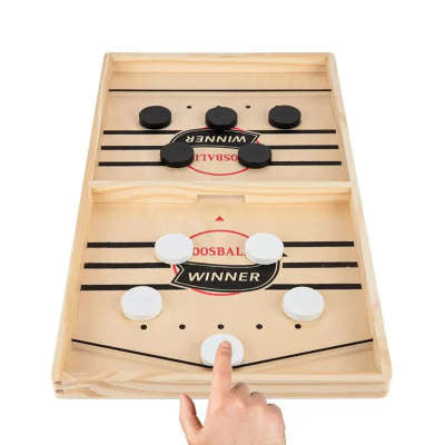 Fast Sling Puck Game – Kids Wooden Table Hockey Board for Family & Party Play