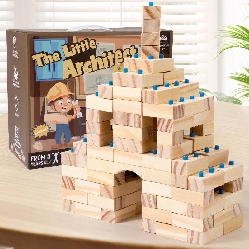 Montessori Wooden Building Blocks Set – Creative Construction Toy for Kids