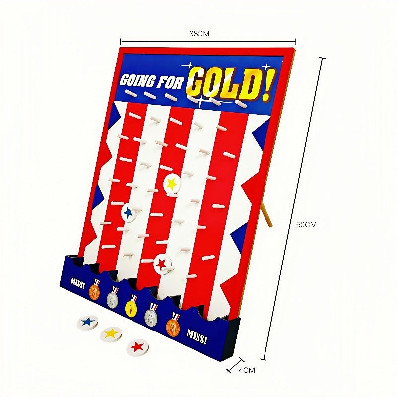 Kids Carnival Plinko Game – “Going for Gold” Wooden Party Drop Game