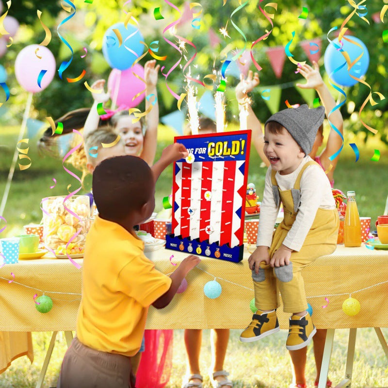 Kids Carnival Plinko Game – “Going for Gold” Wooden Party Drop Game