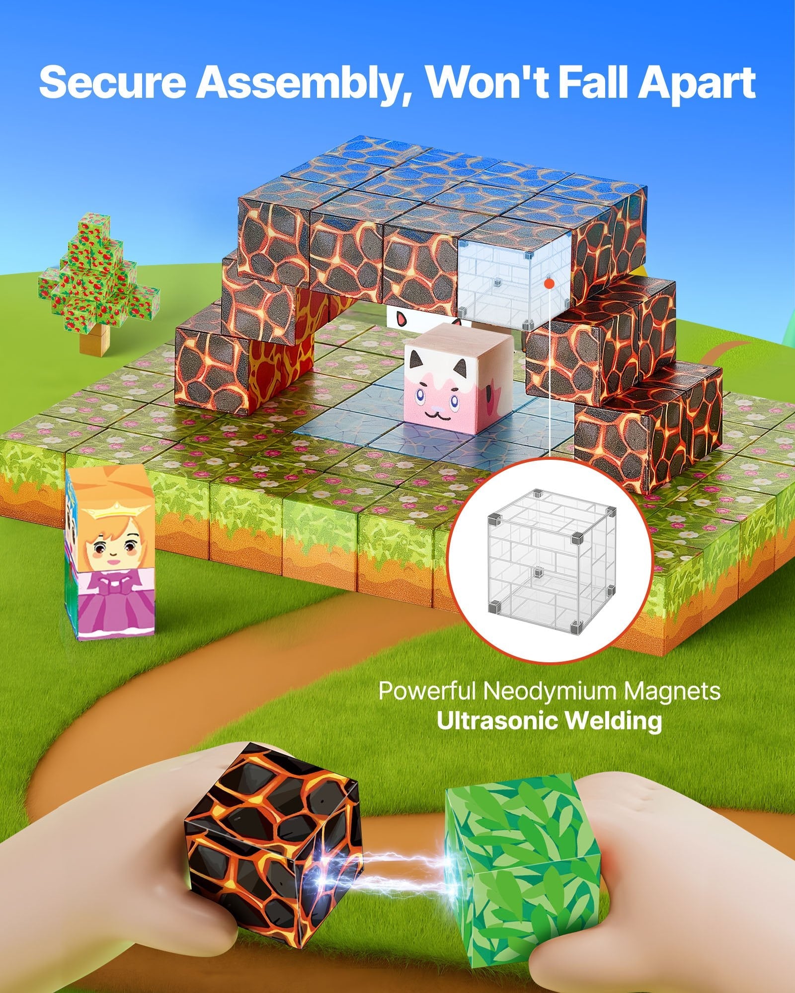Montessori Forest Fortress Magnetic Building 150pc Blocks