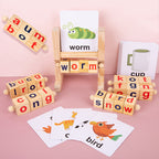 Montessori Wooden Spelling Game – Kids Word Builder Learning Toy with Flash Cards