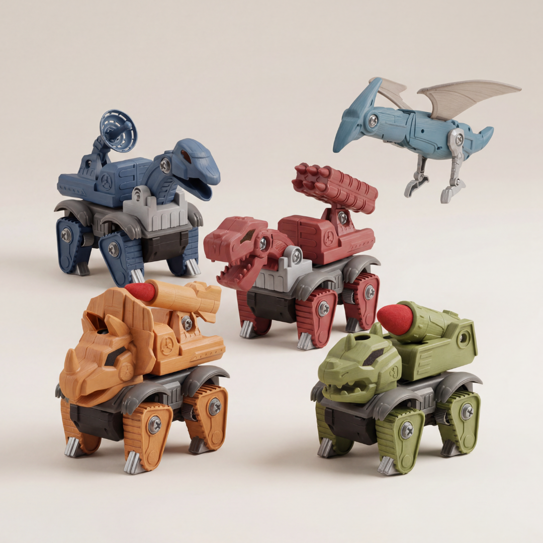 Montessori Dino Builder Bots – 5 Pack STEM Take-Apart Set