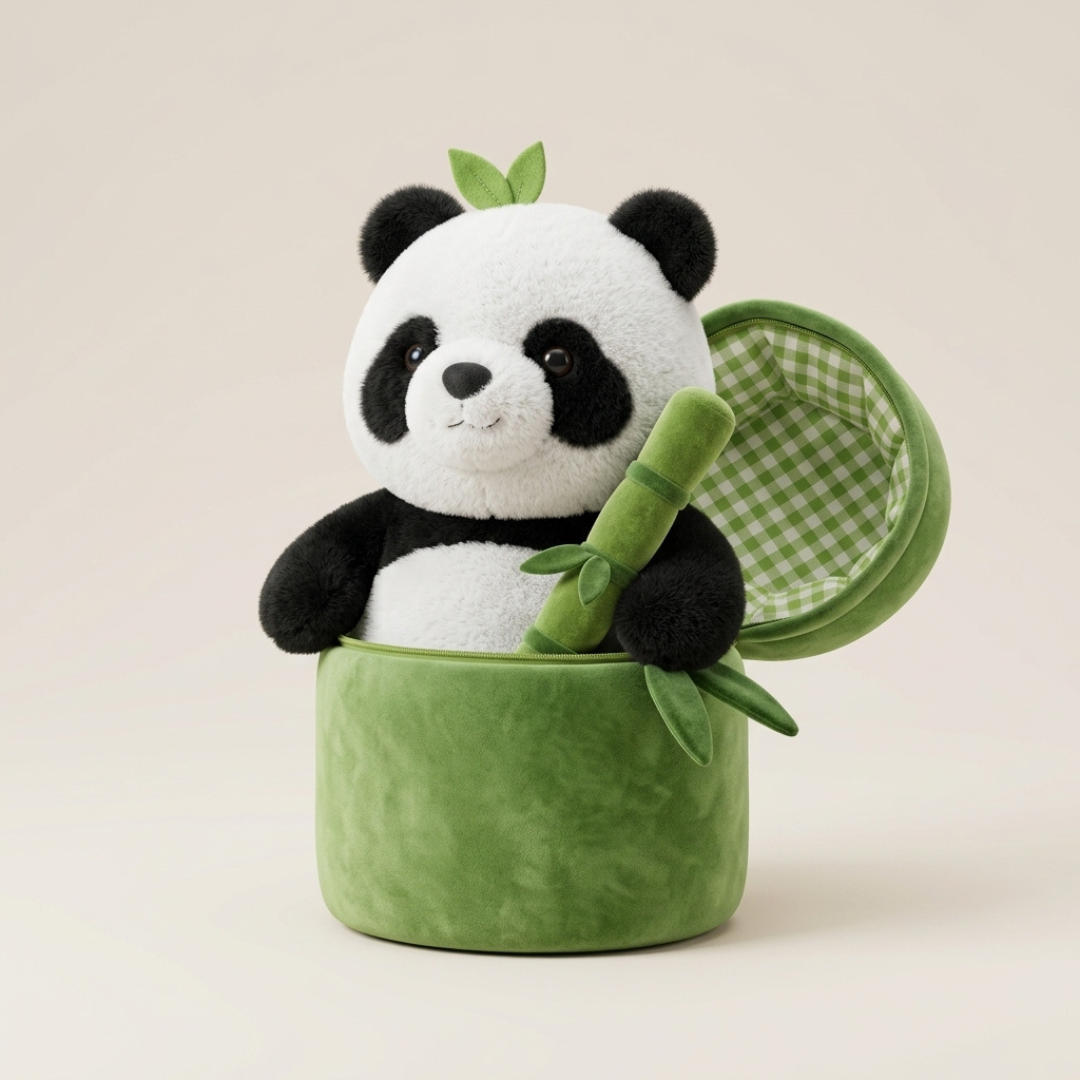 Panda Plush Toy with Storage Basket | Soft Toy & Toy Storage Set